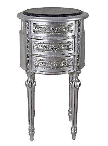 Nachtschrank Barock Silber Kommode rund Nachtkommode Nachttisch Nachtkonsole cat829 Palazzo Exklusiv von PALAZZO INT