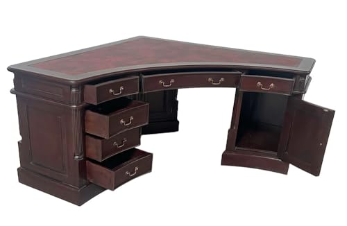 PALAZZO INT Historischer Eckschreibtisch Chefbüro – Englischer Kolonialstil aus massivem Mahagoni mit Kunstleder-Schreibeinlage, 6 Schubladen & 2 Türen, 149 cm × 149 cm × 75 cm H mar412A PALAZZO INT Historischer Eckschreibtisch Chefbüro – Englischer Kolonialstil aus massivem Mahagoni mit Kunstleder-Schreibeinlage, 6 Schubladen & 2 Türen, 149 cm × 149 cm × 75 cm H mar412A von PALAZZO INT