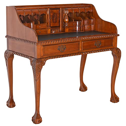 PALAZZO INT Kolonial Sekretär „Villa Hemingway“ – Mahagoni Massivholz Rollsekretär Kolonialstil – Schreibmöbel mit Geheimfächern & Schubladen – Nostalgischer Schreibtisch Handarbeit – 107×106×60 cm von PALAZZO INT
