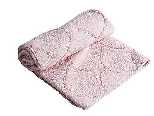 Patchwork Wohndecke Shabby Chic Sofadecke Quilt Rosa 140x200 cm Baumwolle Fächer Tagesdecke KDM025 Palazzo Exklusiv von PALAZZO INT