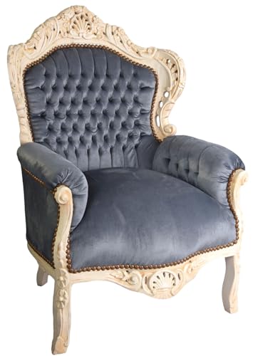 Polstersessel Leopard Sessel im Barockstil Grau Weiss Holz gepolstert Armlehnen cat588d19 Palazzo Exklusiv Polstersessel Leopard Sessel im Barockstil Grau Weiss Holz gepolstert Armlehnen cat588d19 Palazzo Exklusiv von PALAZZO INT