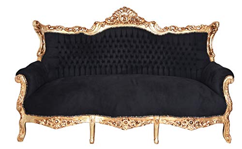 Prunksofa barockes Salon Sofa Schwarz Gold Antik Stil Sitzbank 200 cm cat599a02 Palazzo Exklusiv von PALAZZO INT