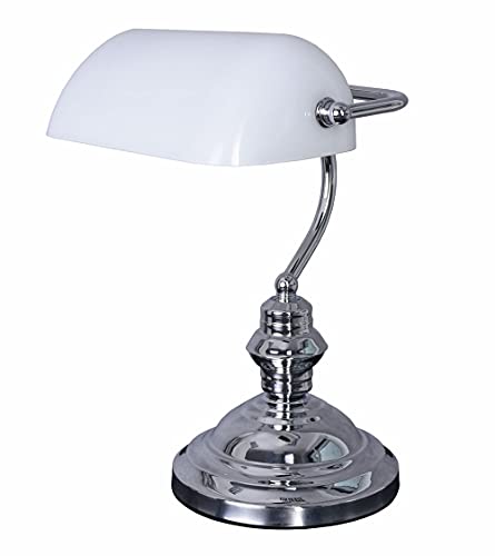 Retro Lampe Schreibtischlampe Bankers Lamp (ohne Leuchtmittel) Antikstil Leuchte Silber Bankerlampe xcl113 Palazzo Exklusiv von PALAZZO INT