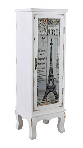 Säulenschrank Shabby Chic Schrank Paris Eiffelturm Schränkchen 93 cm hoch Glas mxa005 Palazzo Exclusiv von PALAZZO INT