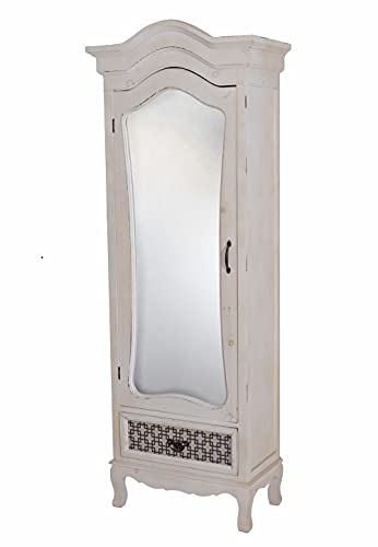 Spiegelschrank „Villa Giverny“ – Shabby Chic Wäscheschrank | Altholz mit Spiegel | 3 Ablagen & Schublade | Vintage Landhausstil mxa013 Palazzo Exclusiv von PALAZZO INT