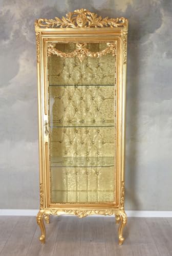 Barock Standvitrine „Marquise de Pompadour“ – Goldverzierter Vitrinenschrank mit Glasböden im Antik-Stil cat977a Palazzo Exklusiv von PALAZZO INT