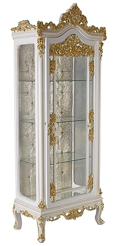 Standvitrine Barockschrank Vitrine Barock Vitrinenschrank 206 cm Antik Gold/Weiss bar093 Palazzo Exklusiv von PALAZZO INT