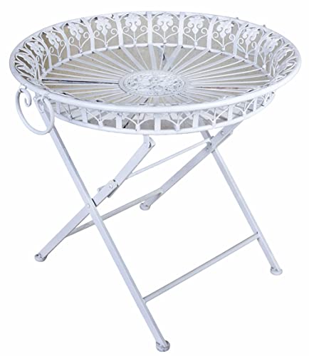 Teetisch altweiss Beistelltisch Shabby Chic Metalltisch Gartentisch aja042 Palazzo Exklusiv von PALAZZO INT