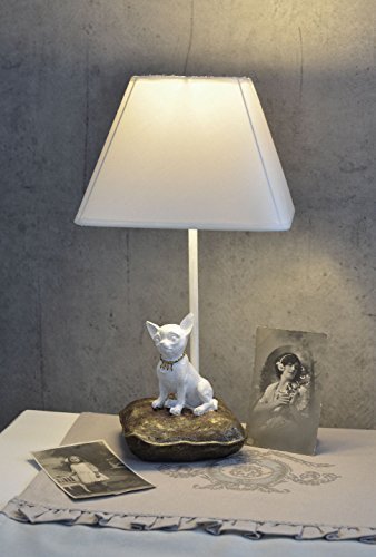 Tischlampe Chiwawa Lampe Chihuahua Leuchte weiß (ohne Leuchtmittel) Tischleuchte im Shabby Chic cw114 Palazzo Exklusiv von PALAZZO INT