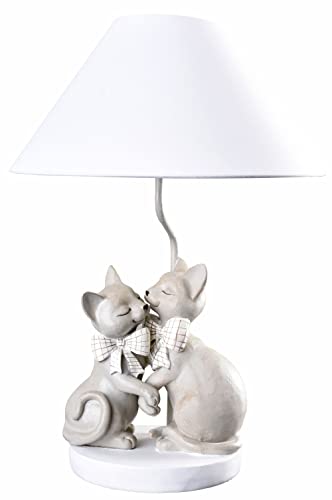 Tischlampe Katzenfigur Kinderzimmer Leuchte (ohne Leuchtmittel) Katzen Tischleuchte weiss Lampe cw613 Palazzo Exklusiv von PALAZZO INT