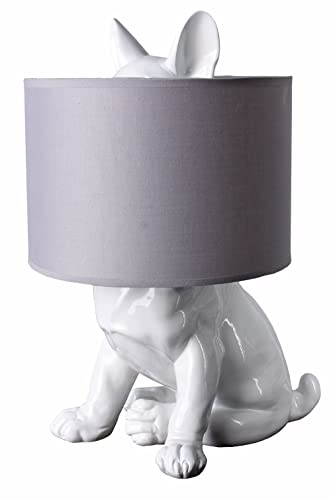 Tischlampe französische Bulldogge Weiss Tischleuchte ohne Leuchtmittel Hund 45cm Lampe Frenchie cw264 Palazzo Exklusiv von PALAZZO INT