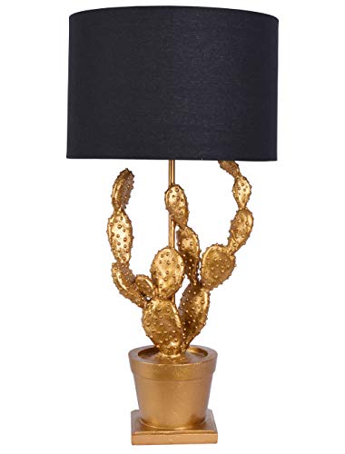Tischleuchte Kaktus Gold Schwarz Nachttischlampe (ohne Leuchtmittel) Pflanze Tischlampe 62cm Leuchte cw233 Palazzo Exklusiv von PALAZZO INT