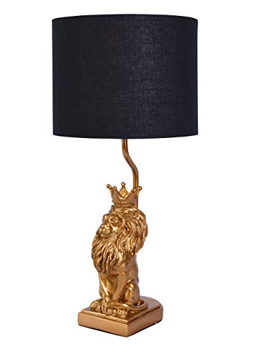 Tischleuchte Löwenfigur Schwarz Gold Nachttischlampe Löwe 50 cm Lampe Skulptur cw216 Palazzo Exklusiv von PALAZZO INT
