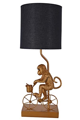 Tischleuchte Radfahrer Monkey Gold Tischlampe (ohne Leuchtmittel) Affe Nachttischlampe 54cm cw249 Palazzo Exklusiv von PALAZZO INT