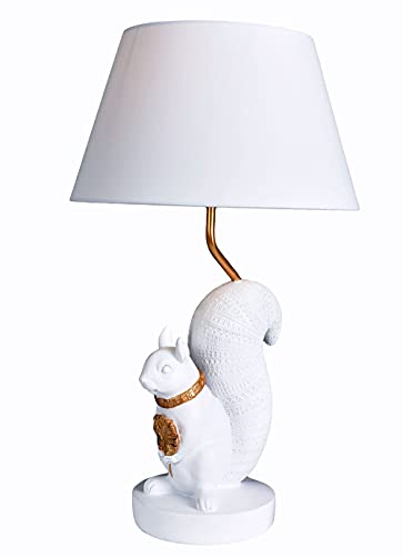 Tischleuchte Tierfigur Tischlampe (ohne Leuchtmittel) Eichhörnchen Weiss Gold Lampe Nachttischlampe 55 cm cw210 Palazzo Exklusiv von PALAZZO INT