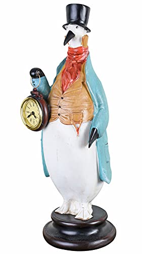 Tischuhr Pinguin Uhrenträger Tierfigur & Taschenuhr Bunt 36cm Vogel TVC078 Palazzo Exklusiv von PALAZZO INT