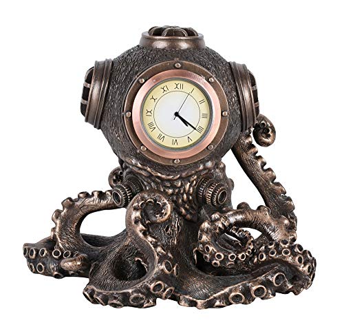 Tischuhr Steampunk Krake Kaminuhr Taucherhelm Uhr Veronese Tintenfisch Figur Braun 13cm wu76760a1 Palazzo Exklusiv von PALAZZO INT