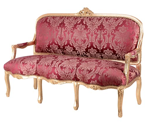 Unbekannt Gigantisches Rokoko Sofa, Diwan, Kanapee, Ottomane, Liege mit königlichem Ambiente 162cm Holz im Rokoko-Stil in Rot - Palazzo Exclusive von PALAZZO INT