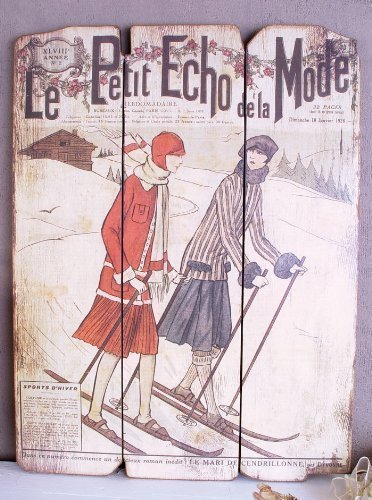 Vintage Wanddekoration Ski Fahrer im Art Deco Stil 20er Jahre Mode ETG043 Palazzo Exklusiv von PALAZZO INT