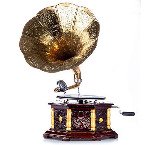 Vintage Grammophon Gold Trichtergrammophon Antik Schellackplatten Nostalgie Deko lup013 Palazzo Exklusiv von PALAZZO INT