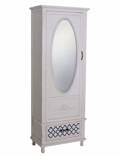 Vintage Schrank Shabby Chic Kleiderschrank Weiss Wäscheschrank 178 cm Schlafzimmer Spiegel mxa014 Palazzo Exclusiv von PALAZZO INT