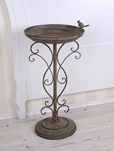 Vogeltränke VINTAGE GARTEN 74 cm Eisen Vogelbad Shabby Chic Antikoptik Wasserschale mit Figur Garten Deko Nostalgie Patina Metalltränke romantisch Terrasse Beet Wasserschale Vintage Landhaussti von PALAZZO INT