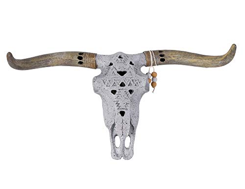 Wandfigur Stierkopf beleuchtet Bulle Kuhkopf Schädel Natur Polystein Wanddeko Figur Büste Stier Hörner cw237 Palazzo Exklusiv von PALAZZO INT