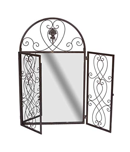 Wandspiegel Landhausstil Spiegelfenster Metall Spiegel Fensterläden95 cm Rundbogen aja230 Palazzo Exklusiv von PALAZZO INT