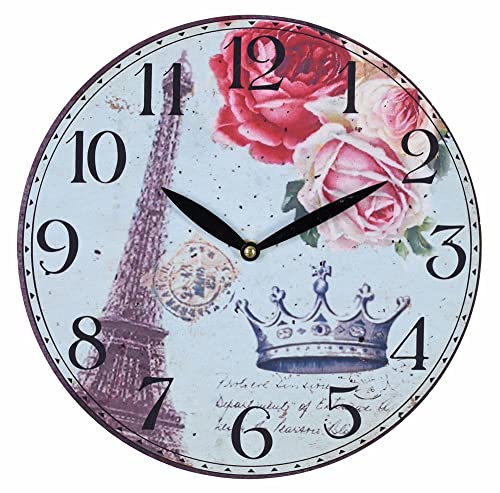 Wanduhr Paris Uhr rund Küchenuhr 27 cm Hängeuhr Eiffelturm Dekouhr dq024 Palazzo Exklusiv von PALAZZO INT