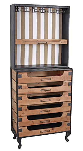 Weinschrank „Brooklyn LOFT“ – Factory Hochkommode | 6 Schubladen & Weinglashalter | Holz & Metall | Industrial Barschrank lof113 Palazzo Exklusiv von PALAZZO INT