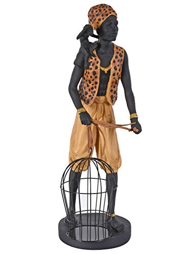 XL Figur Afrikaner & AFFE Skulptur Diener Afrika Statue Kolonialstil 60cm Schwarz Gelb Polystein cw238 Palazzo Exklusiv von PALAZZO INT