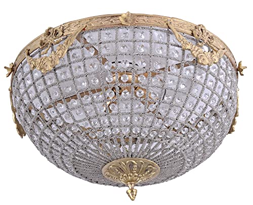 XL Kristall-Deckenlüster „Château Monforte“ – große Rokoko-Hängeleuchte aus patiniertem Messing mit Kristallbesatz, H30×Ø50 cm, XL cat126g Palazzo Exclusiv von PALAZZO INT