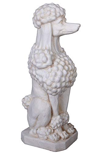 XXL Hundeskulptur „Schlosspark“ – weiße Pudel-Statue aus Kunststein im Landhausstil, detailreiche Torwächter-Figur, H 80 cm, B/T 30 cm aja271 Palazzo Exklusiv von PALAZZO INT