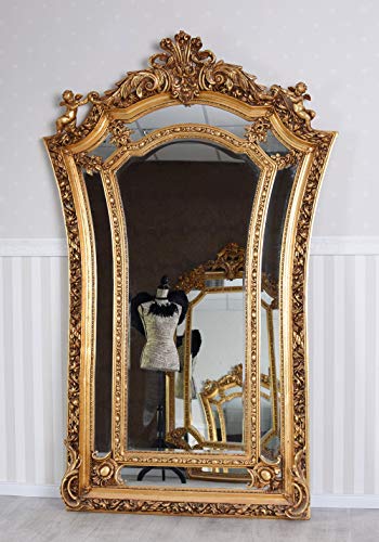 XXL Rokoko-Standspiegel „Château Amorosa“ – vergoldeter Holz-&-Stuckrahmen mit Amor-Figuren & Facettenschliff-Spiegelglas, H 200 × B 123 × T 10 cm cat225a Palazzo Exklusiv XXL Rokoko-Standspiegel „Château Amorosa“ – vergoldeter Holz-&-Stuckrahmen mit Amor-Figuren & Facettenschliff-Spiegelglas, H 200 × B 123 × T 10 cm cat225a Palazzo Exklusiv von PALAZZO INT