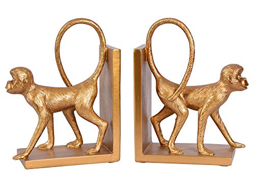 Zwei Buchstützen Monkey Gold AFFE Buchständer Affenfiguren Tierfigur Dekofigur cw228 Palazzo Exklusiv von PALAZZO INT
