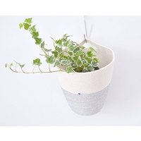 Handgemachter Blumenampel Aus Baumwollseil Handgemachtes Wohndekor von PALEOLOCHIC