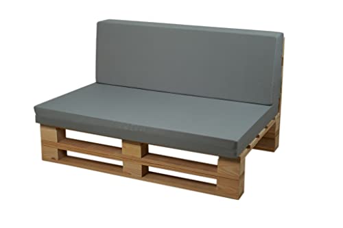 Kissen aus Mikrofaser für Sofa von Paletten (Sitz + Rückenlehne, grau, 100 x 60 cm) von Palets Talavera