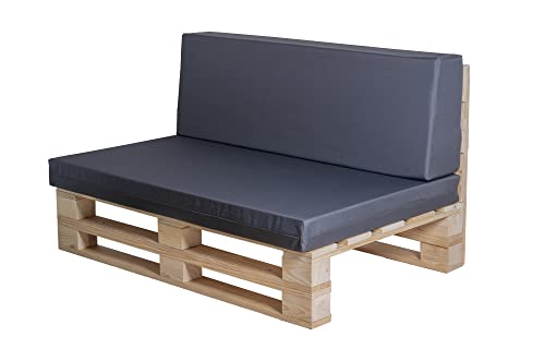 Kissen aus wasserdichtem Stoff für PALETS Sofa (Sitzfläche + Rückenlehne, Grau, 100 x 60 cm) von PALETS TALAVERA SL