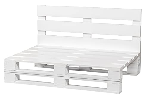 Sofa aus Platten, geschliffen und gebürstet - Innen/Außen, Sessel für Terrasse, 100 cm x 60 cm, Weiß von Palets Talavera