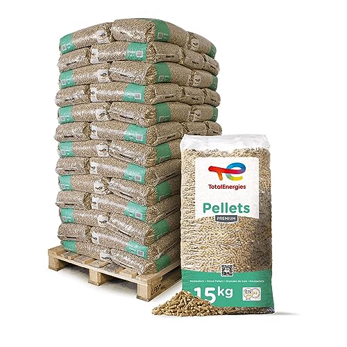 TotalEnergies Holzpellets Premium Heizpellets Nadelholz Wood Pellet Öko Energie Heizung Kessel Sackware 6mm 15kg x 65 Sack 975kg / 1 Palette TotalEnergies von PALIGO