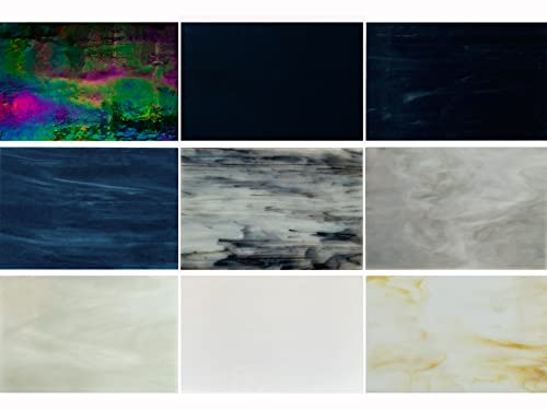 PALJOLLY 9 Blatt Buntglasplatte, 10,2 x 15,2 cm, Buntglas-Zubehör, Glasstücke, Mosaikfliesen, Großpackung zum Basteln, schwarz, weiß, grau, Farben für Glasbastler, Projekte und Mosaiken PALJOLLY 9 Blatt Buntglasplatte, 10,2 x 15,2 cm, Buntglas-Zubehör, Glasstücke, Mosaikfliesen, Großpackung zum Basteln, schwarz, weiß, grau, Farben für Glasbastler, Projekte und Mosaiken von PALJOLLY