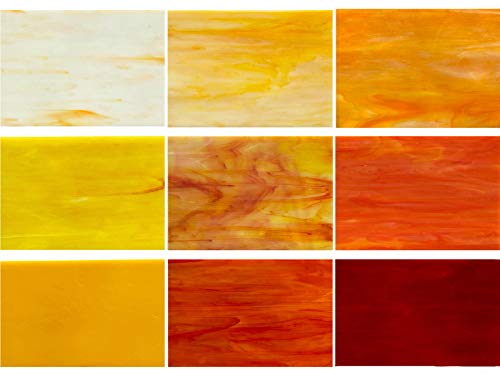 PALJOLLY Gelbe Buntglasbögen, 10,2 x 15,2 cm, Mosaikglas, Kunstglas für Buntglasprojekte und Mosaiken, 9er-Pack von PALJOLLY