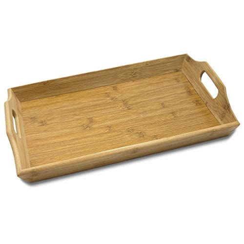 Palm Naki Serviertablett aus Bambus, groß, 49,5 x 30 x 3,8 cm, dekoratives Tablett aus Bambus mit Griffen, Bambus-Charcuterie-Tablett, Bambusholz, von PALM NAKI