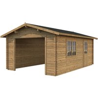 PALMAKO AS Blockbohlen-Garage, BxT: 360 x 550 cm (Außenmaße), Holz - braun von PALMAKO AS
