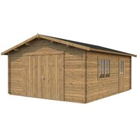 PALMAKO AS Blockbohlen-Garage, BxT: 450 x 550 cm (Außenmaße), Holz - braun von PALMAKO AS