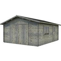 PALMAKO Blockbohlen-Garage, BxT: 450 x 550 cm (Außenmaße), Holz - grau von PALMAKO