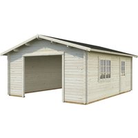 PALMAKO Blockbohlen-Garage, BxT: 450 x 550 cm (Außenmaße), Holz - grau von PALMAKO