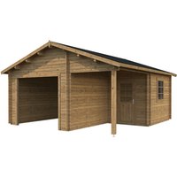 PALMAKO Blockbohlen-Garage, BxT: 510 x 550 cm (Außenmaße), Holz - braun von PALMAKO