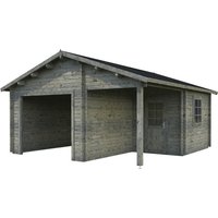 PALMAKO Blockbohlen-Garage, BxT: 510 x 550 cm (Außenmaße), Holz - grau von PALMAKO