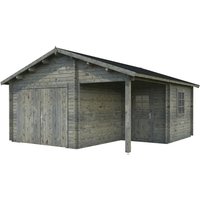 PALMAKO AS Blockbohlen-Garage, BxT: 510 x 550 cm (Außenmaße), Holz - grau von PALMAKO AS